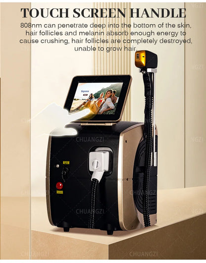 Professional Diode Ice Titanium Laser Hair Removal Machine Portable 808 755 1064 Alexandrite Device 3 Waves Permanent Removal