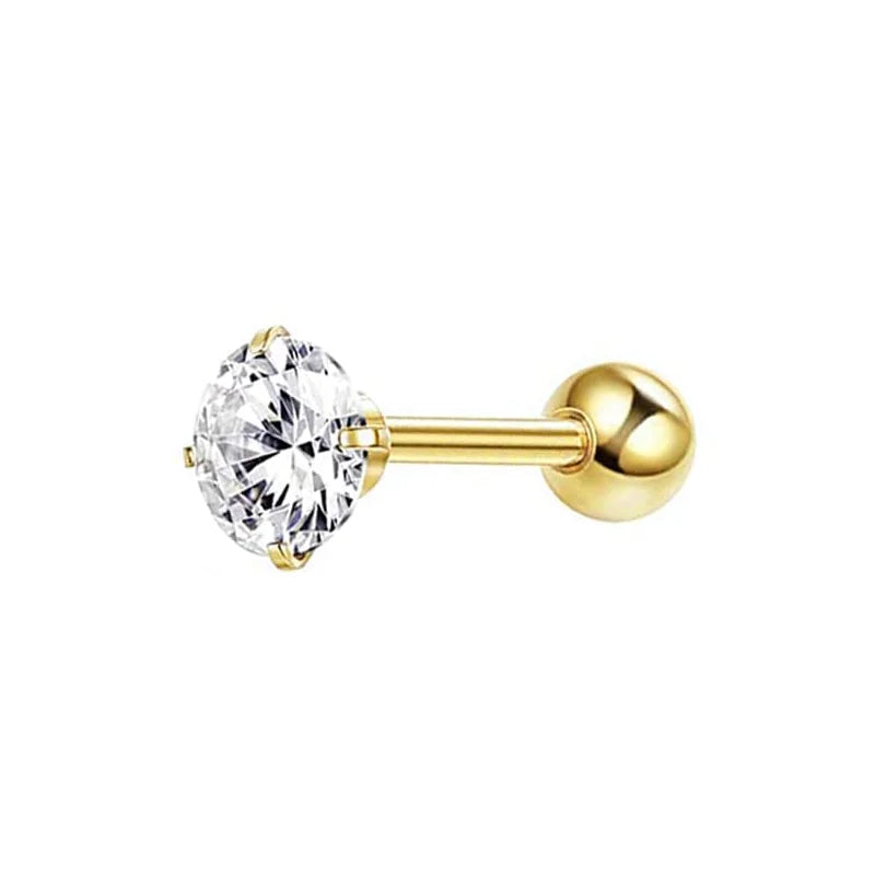 Drperfect Stainless Steel Stud Earrings for Women Men Star Moon Snake Cartilage Screw Back Earring Helix Piercing Jewelry
