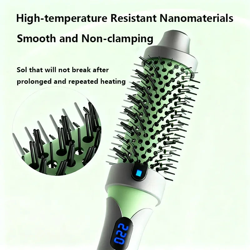 2-in-1 negative ion curling iron straightening comb,Professional temperature-controlled styling brush,anti-scalding heated comb