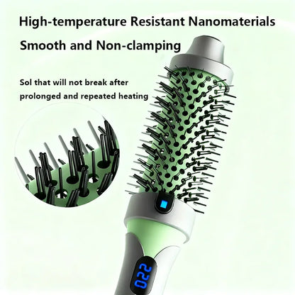 2-in-1 negative ion curling iron straightening comb,Professional temperature-controlled styling brush,anti-scalding heated comb