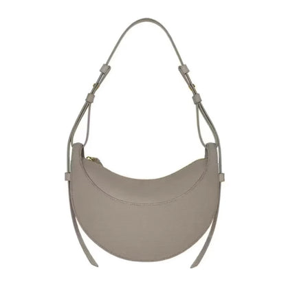 2025 French fashion genuine leather women's shoulder bag, crescent bag, niche design zipper closure shoulder crossbody bag