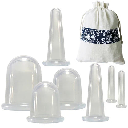 2/4/7Pcs Set Silicone Anti Cellulite Cup Vacuum Massage suction Cups Body Pain Relief Roller Manual Suction Cups Cupping Therapy
