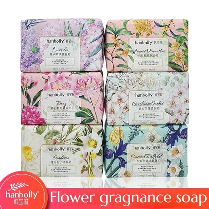 Hanbolly Flower Perfume Soap 200g Fragrance Bathing Hand Wash Perfume Soap with Essential Oil and Flower Smell