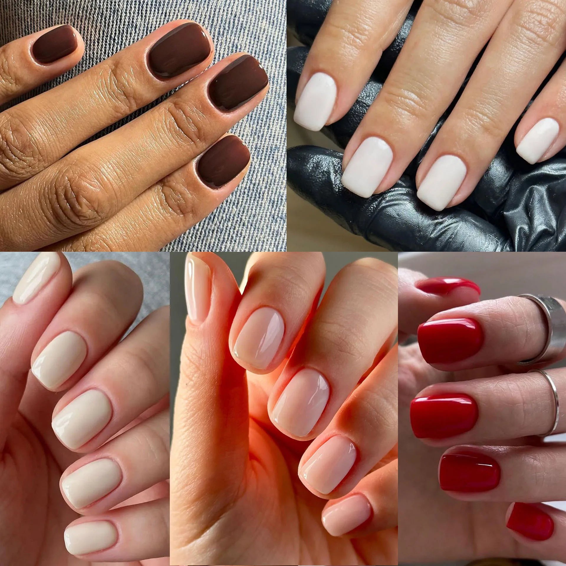 Classic Pure Color Nail Art Fashion Short Square Fake Nails Solid Color Detachable Finished False Nails Press on Nails with Glue
