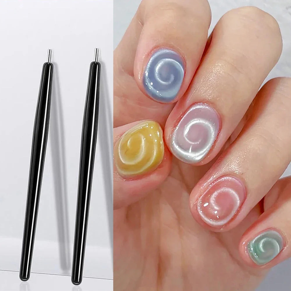 3D New Lollipop Vortex Cat Eye Nail Magnetic Pen Suck Rainbow Halo Vortex Nail Art Magnet Pen for CatEye MagneticGel Nail Polish