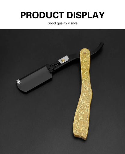 Men's Beard Straight Razor, Foldable Hair Blade for Precise Shaving & Facial Contouring, Barber Grooming Tool for Styling