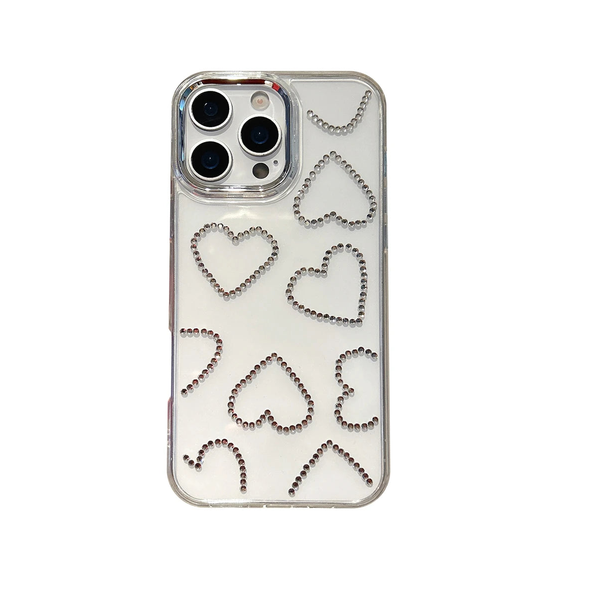 New Fashion 3D Bling Rhinestone Love Heart Phone Case For iPhone 16 15 14 13 11 12 Pro Max 16 15 14 Plus Aesthetics Clear Shell