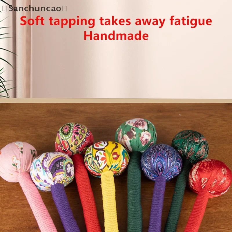 26/33cm Long-Handled Wormwood Massage Hammer For Lymphatic Drainage - Manual Full Body & Back Relief, Stress Reduction