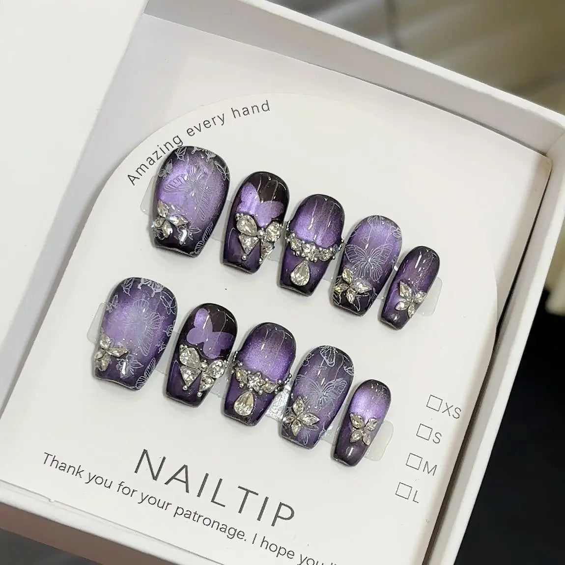 10PCS Summer BrownThe Polka Dot Cat's Eye Short Nail Art Hello Kitty Cute Notes Handmade Acrylic Fake Nail Gift