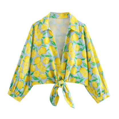 2024 Women Yellow Lemon Print Casual Shorts Y2k Woman Fashion Summer High Waist Zipper Slim Shorts For Beach Party