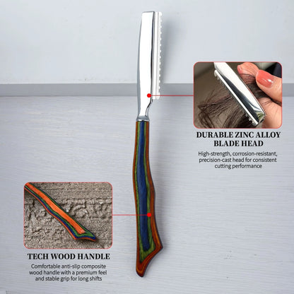 Thinning Razor Wooden Handle Straight Salon Hairdressing Razor Manual Razor Stick Hair Cutter Barber Hair Cutting Knife Thinner