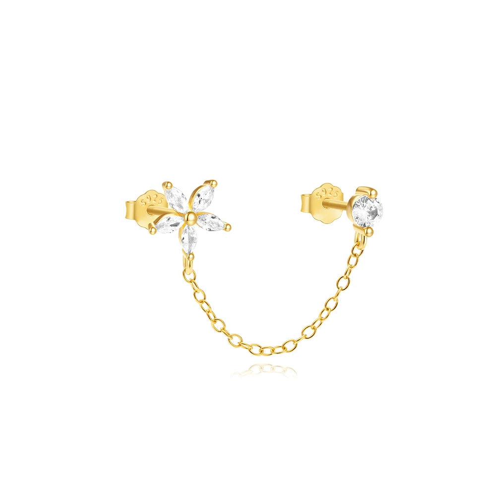 CANNER 1PC 925 Sterling Silver Horse Eye Chain Tassel Zircon Drop Earrings For Women Ins Minimalism Geometric Earrings Gift
