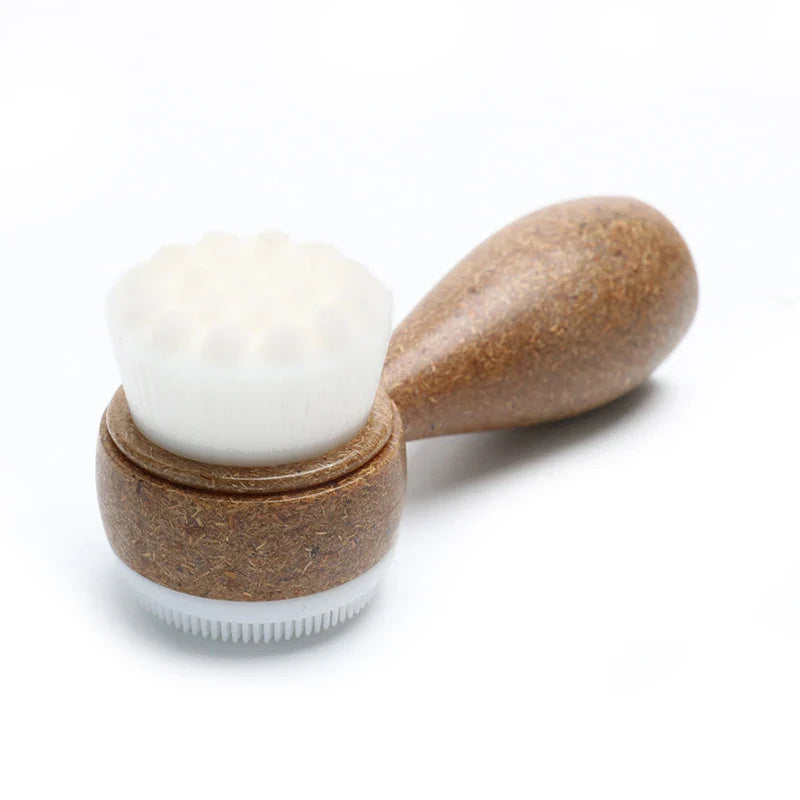 1Pc Coconut Shred Handle Facial Brush Double Sided Facial Cleanser Blackhead Removing Pore Cleaner Exfoliating Facial Brush
