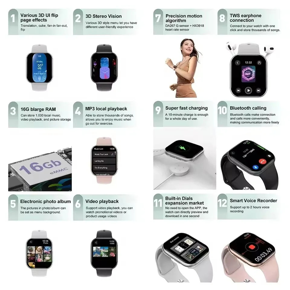2025 New Series Watch10 GPS Track Smart Watch Men Woman HD Bluetooth Call Waterproof Sports SmartWatch For Apple Android IOS