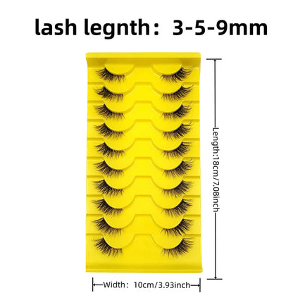 10 Pairs Elegant Faux False Eyelashes, Wispy Cat Eye Design for Natural Fluffiness - Perfect for Everyday Glamour