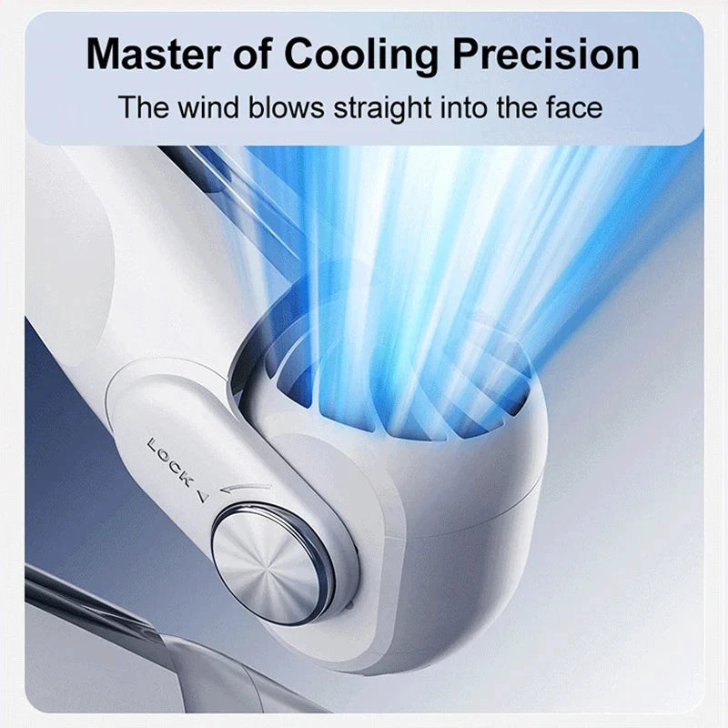 Portable Hanging Neck Fan Bladeless Mounted Mini USB Rechargeable Mute LED Digital Display Electric Fan Summer Air Cooler