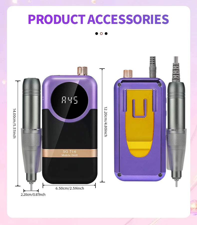 DianaBeauty 45000RPM Rechargeable Nail Drill Machine Desktop Polishing Machine Electric Nail File 1800mAh Battery Nail Tools