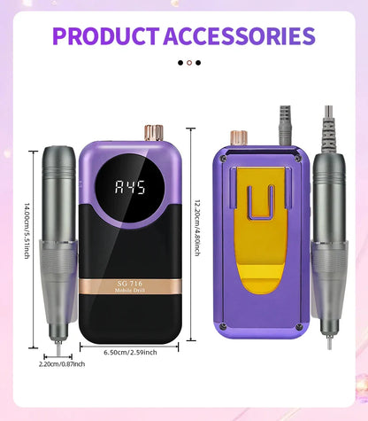 DianaBeauty 45000RPM Rechargeable Nail Drill Machine Desktop Polishing Machine Electric Nail File 1800mAh Battery Nail Tools