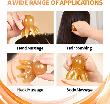 Ergonomic Octopus Head Resin Gua Sha Massager Portable Face Body Scalp Pressure Point Tool Spa Quality Home Travel Use
