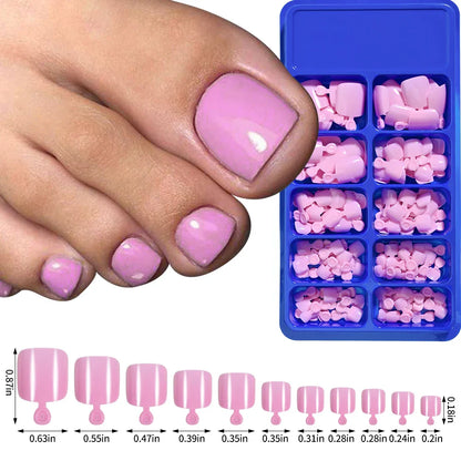 100/120pcs False Toenails French Short Square Full Cover Fake Toe Nails Acrylic Pink Clear White Press on Toenails For Women