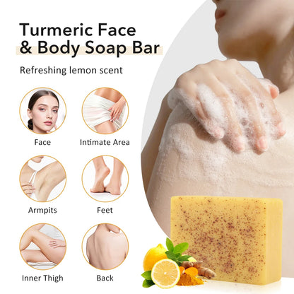 Turmeric Lemon Cleansing Soap 100g Cleansing Body Frosted Particles Handmade Soap Removes Dirt With Natural Bright Essential Oil