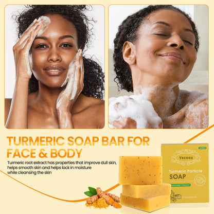 Lemon and Turmeric Kojic Acid Soap - Vitamin C, Retinol - Hyaluronic Acid, Vitamin E, Shea Butter, Castile Olive Oil - 3 Pack