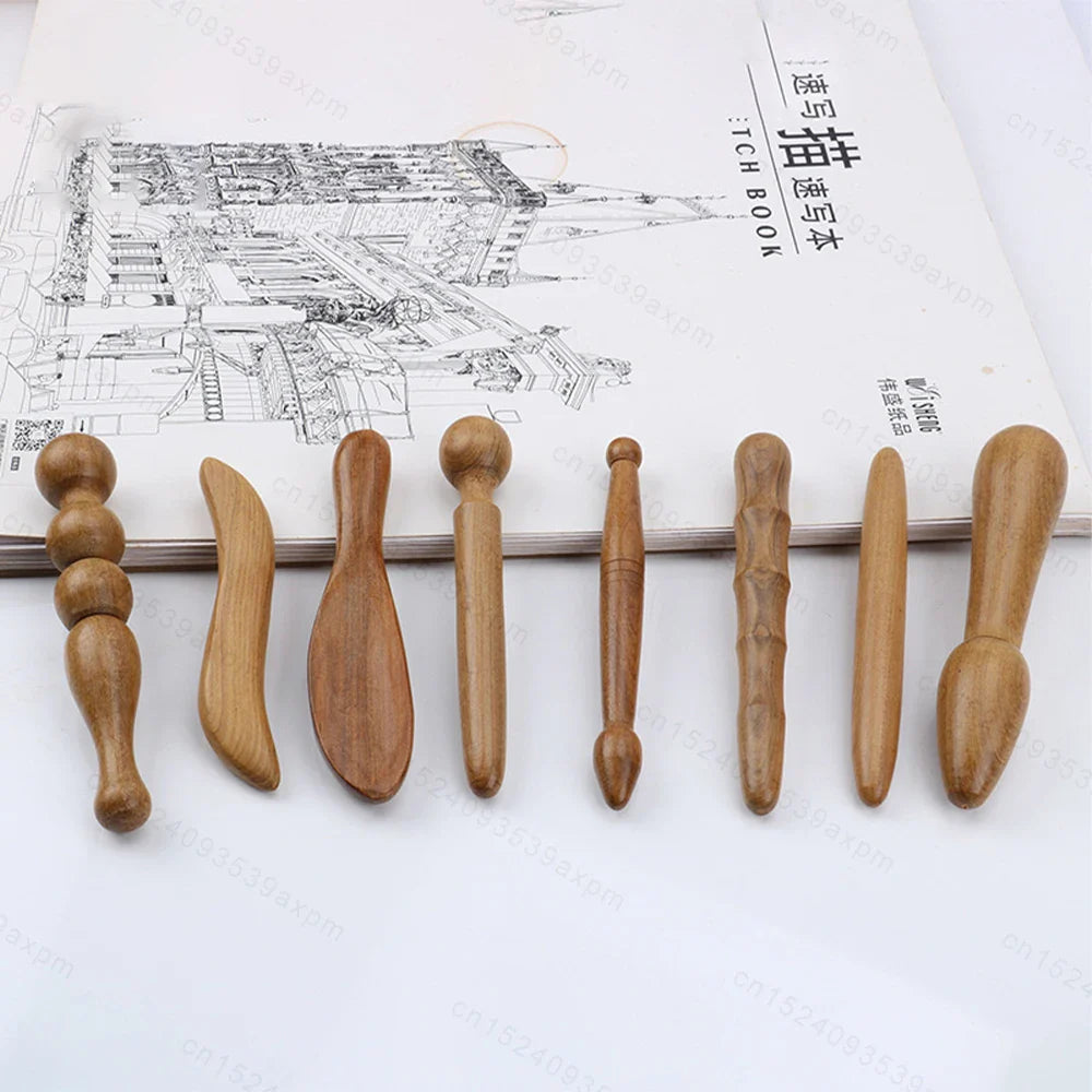 Natural Wooden Acupoint Stick Dial Stick Meridian Pen Massage Stick Body Meridian Stress Relief Foot Sole Acupoint Massage Tools