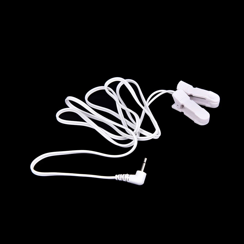 Electrode Lead Wires with 2 Ear Clips for Tens Therapy Machine Massager 2.5mm