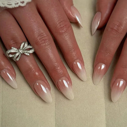 Silver Glitter Powder White Simple Red Lips Gold Almond Fake Nails Art False Nails Charms Tip Punk Press on Nails Manicure Tools