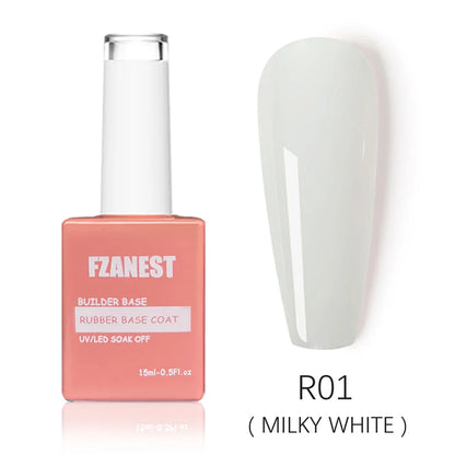FZANEST 5 in 1 Multifunctional Rubber Base Gel Rubber Builder Base Nail Gel Nude Color Extension Nail Strengthen Gel Nails