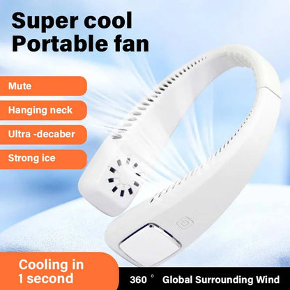Mini Neck Portable Bladeless Fan Rechargeable Leafless Hanging Fans Air Cooler Cooling Wearable Neckband Fans
