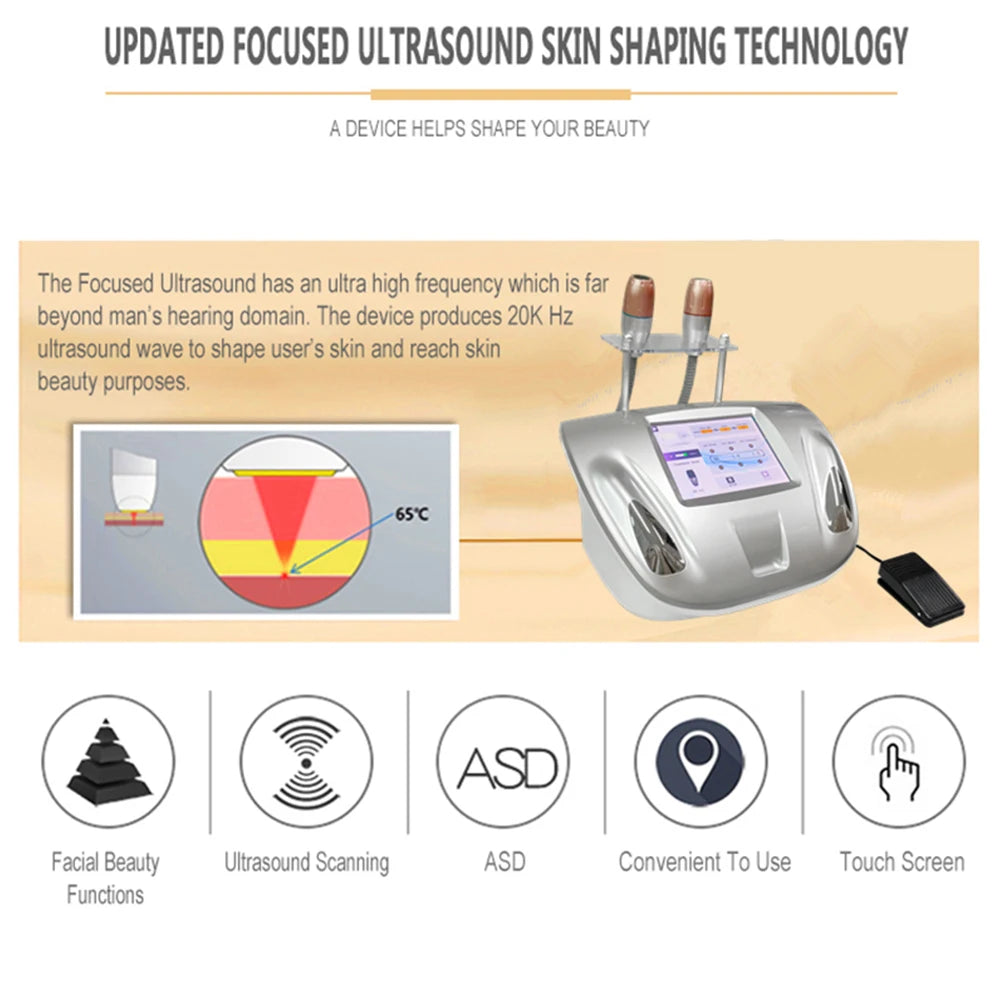 New 2 in 1 Ultrasonic Facial Beauty Machine Skin Rejuvenation Anti Wrinkle Face Lifting Body Shaping For SPA Salon Skin Care