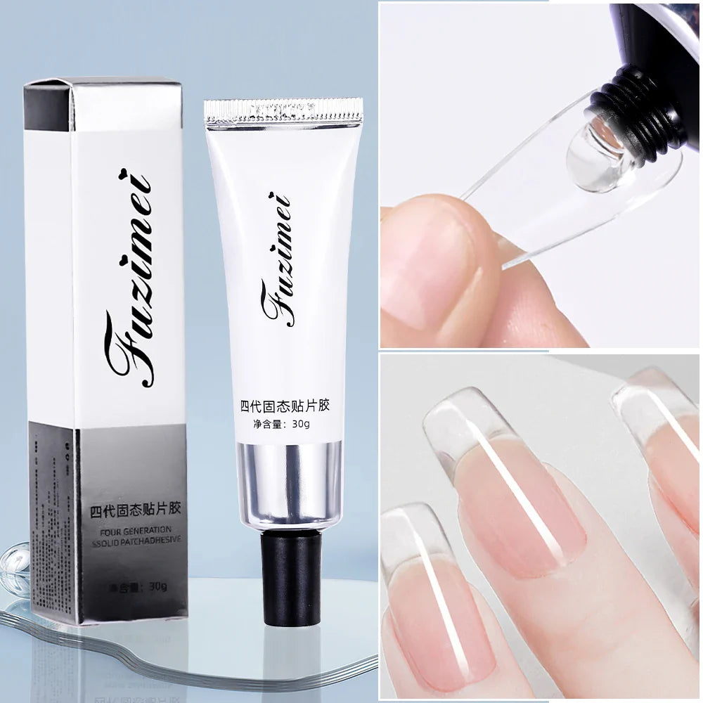 1 Jar Solid Nail Gel Glue for Fake Nail Tips Clear Acrylic Fake Tips Solid Gel Press On Poly Builder Gel UV Light Cured Glue