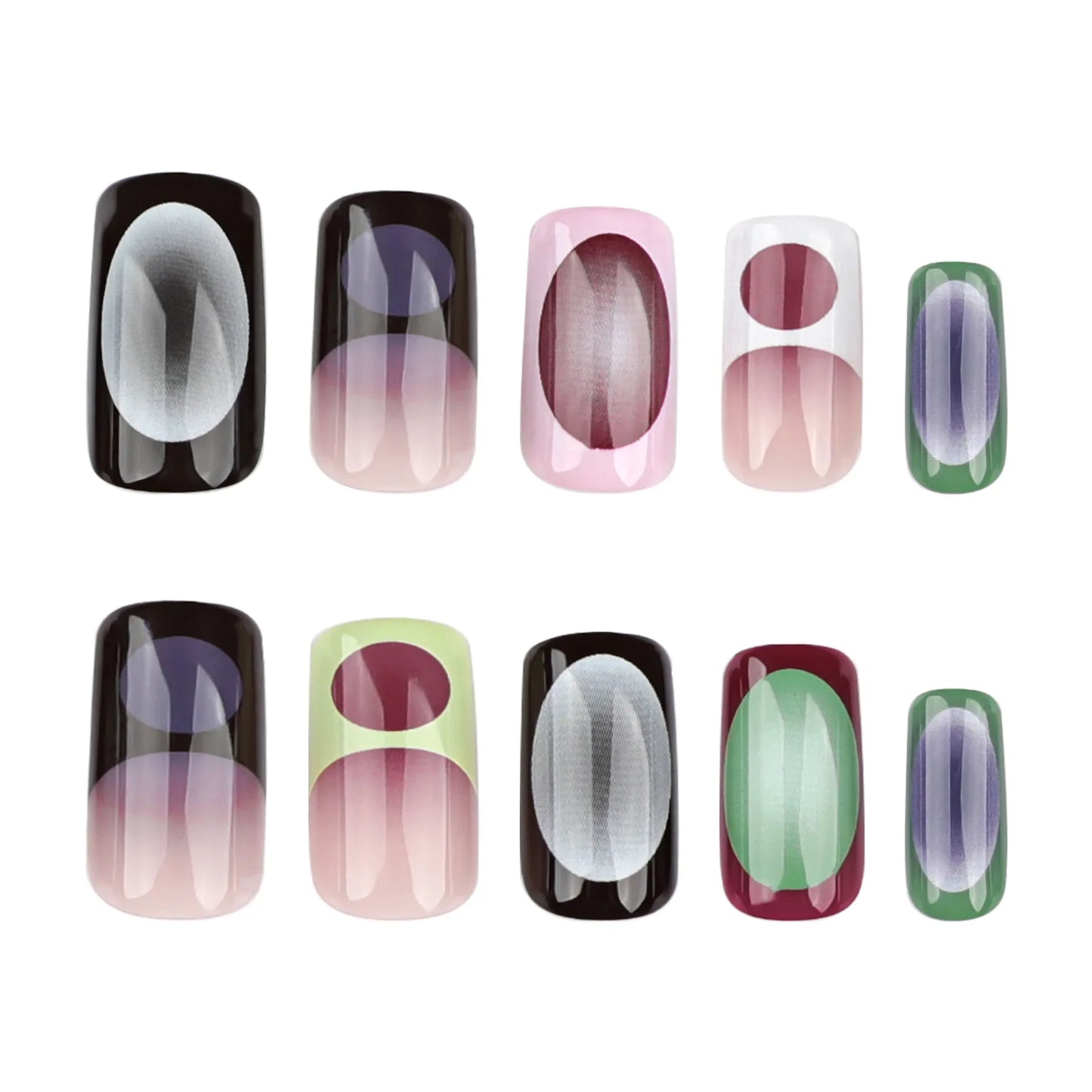 24pcs Blush French False Nails Fashionable Y2k Press On Nails Hand Painted Ballet Fake Nails Fashion Gradient Long Square Nails