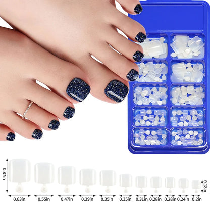 100/120pcs False Toenails French Short Square Full Cover Fake Toe Nails Acrylic Pink Clear White Press on Toenails For Women