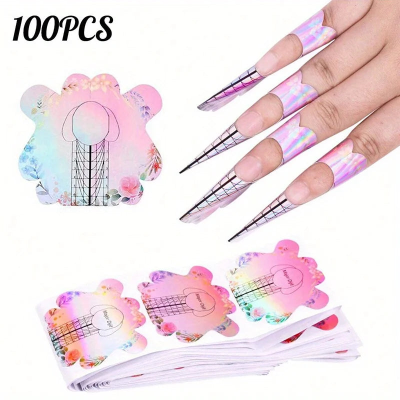 100 pieces square gold nail paper holders phototherapy nail crystal nail extension paper holders