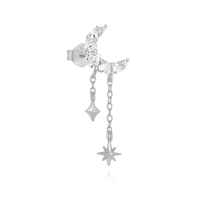 CANNER 1PC 925 Sterling Silver Horse Eye Chain Tassel Zircon Drop Earrings For Women Ins Minimalism Geometric Earrings Gift