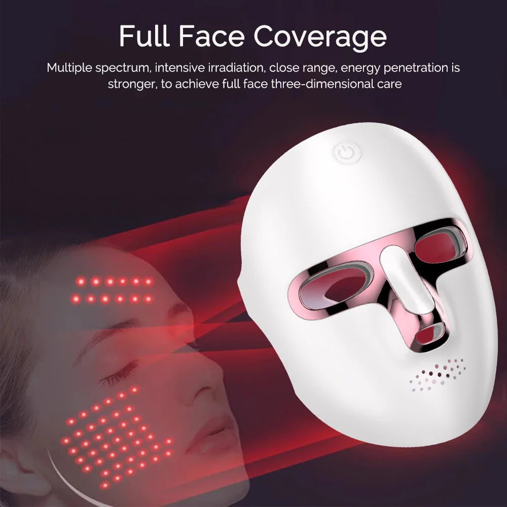Recharge LED Facial Mask 7 Colors Face Skin Care Mask Anti Acne Therapy Skin Rejuvenation Wrinkle Removal Skin Brightening