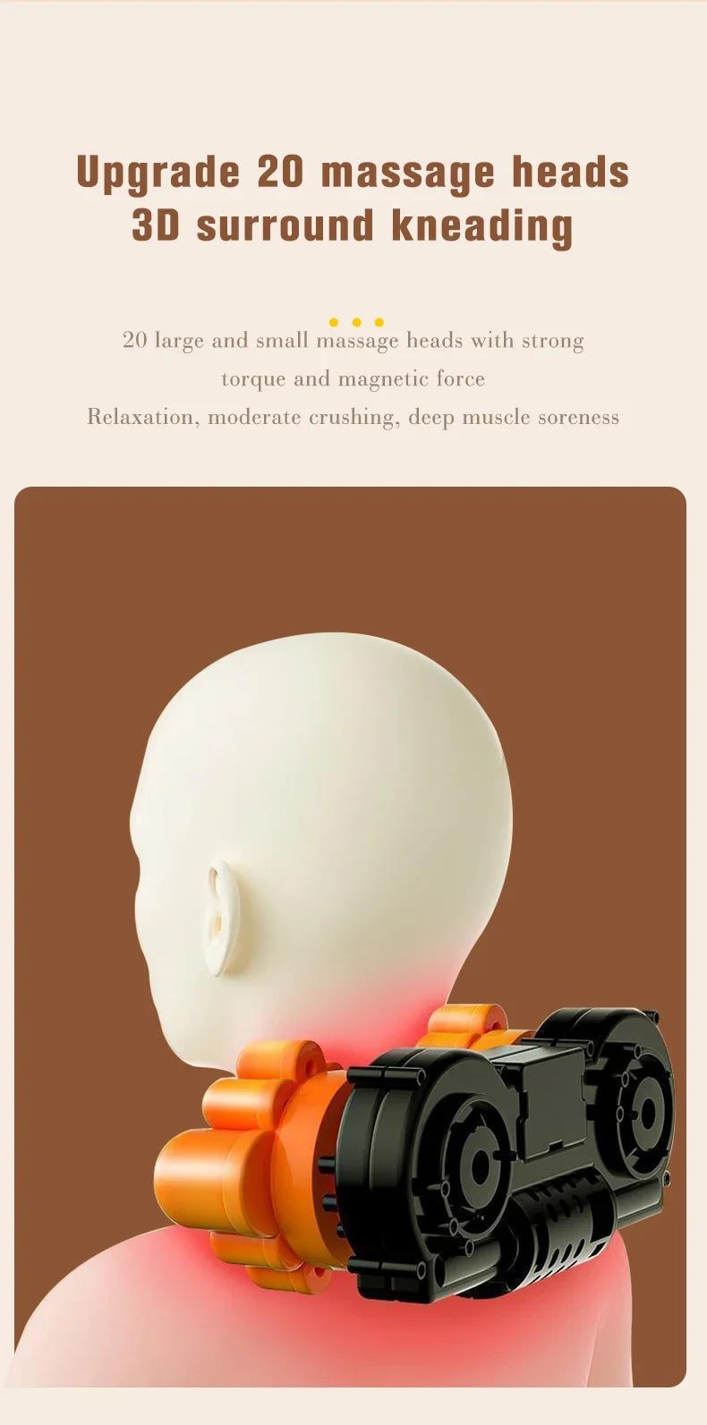 Electric Shiatsu Head Neck Cervical Ttraction Body Massager Car Back Pillow with Heating Vibrating Massage Device
