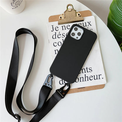 Crossbody Neck Strap Soft Silicone Phone Case For Samsung Galaxy S22 Ultra S21 S20 Plus FE Note 20 10 S10 S9 8 Cord Rope Cover