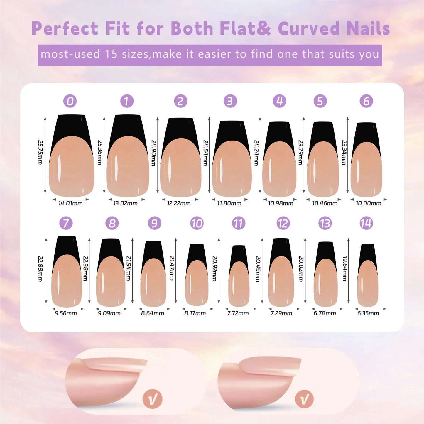 150Pcs/Box French False Nails Scarless Removable Coffin Almond Fake Nail Artificial Acrylic Patches Reusable Press On Nail Tips