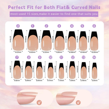 150Pcs/Box French False Nails Scarless Removable Coffin Almond Fake Nail Artificial Acrylic Patches Reusable Press On Nail Tips