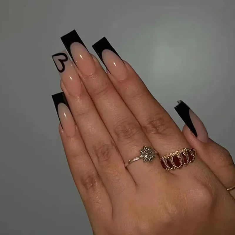 24Pcs Long Square False Nails Simple White French Fake Nails Wearable Ballet Coffin Full Cover Nail Tips Acrylic Press on Nails