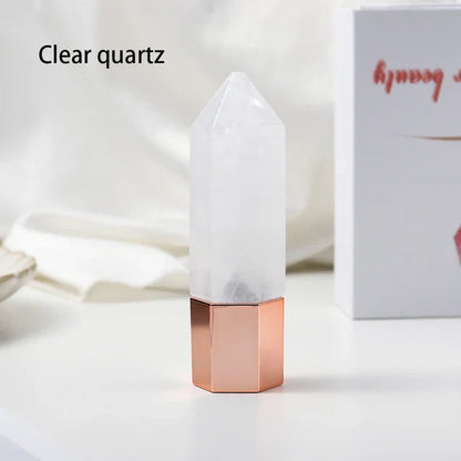 Facial Beauty Natural Healing Rose Quartz Obsidian Crystal Column Perfumes Essential Oil Roller Bottles Mother's Day Women Gift