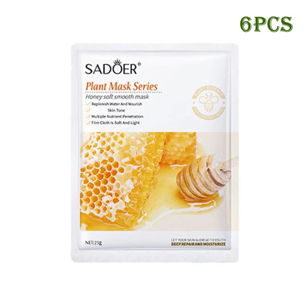 6pcs Natural Plant Face Mask Beauty Skincare Facial Masks Moisturizing Firming Hydrating Sheet Mask Skin Care Korean Cosmetics