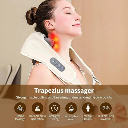 20W Brushless Motor Neck And Shoulder Massager Wireless Shoulder And Back Kneading Massage Shawl Neck masajeador