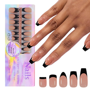 150Pcs/Box French False Nails Scarless Removable Coffin Almond Fake Nail Artificial Acrylic Patches Reusable Press On Nail Tips