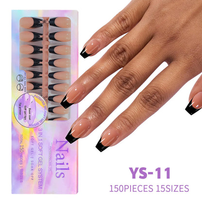 150Pcs/Box French False Nails Scarless Removable Coffin Almond Fake Nail Artificial Acrylic Patches Reusable Press On Nail Tips