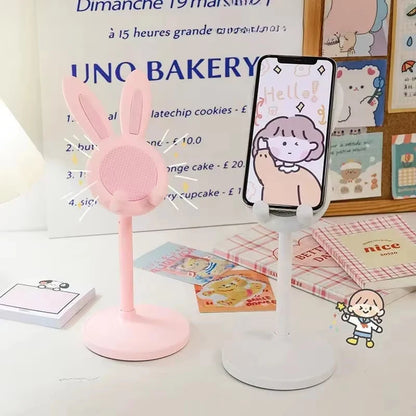 Retractable Pink Lovely Rabbit Mobile Phone Holder Stand For iPhone Samsung Adjustable Mobile Phone Holder Stand Tablets Bracket