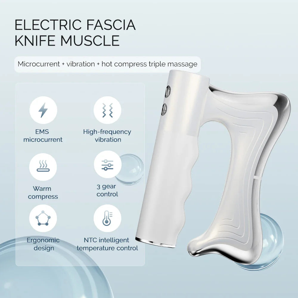 Fitness Muscle Scraping Massager Electric Fascia Knife Vibration Gua Sha Scraper Back Leg Body Relaxation Stainless Steel